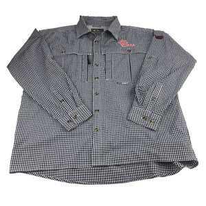 Drake Waterfowl Ole Miss Mens Shirt Outdoor Vented Long Sleeve Blue Plaid Medium